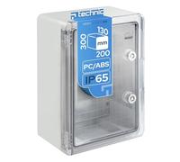 EDO Cuadro Eléctrico de Superficie IP65 200x300x130 mm - Gris - Armario de Distribución en ABS/PC con Puerta Transparente y Placa de Montaje Galvanizada - Caja Estanca Interior y Exterior