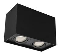 EDO Foco de Superficie PALLAD 2 BLACK - Doble Lámpara de Techo Negro, Spot LED 2xGU10 Ajustable, Plafón Cuadrado Orientable para Interior, Iluminación Moderna para Salón, Cocina y Dormitorio