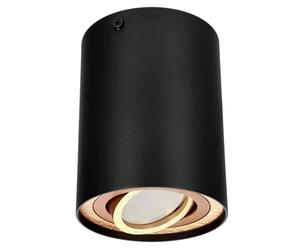 EDO Foco de Techo en Superficie Redondo Negro y Dorado SKAND 1 Orientable - Lámpara de Techo Moderna en Aluminio con Casquillo GU10 - Aplique de Techo ø95x125mm para Salón, Cocina, Pasillo, Oficina