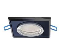 EDO Foco Empotrable CRYSTAL Vidrio Templado Negro Cuadrado GU10 35W - Spot Empotrable Luz de Techo, Foco Techo Moderno para Salón Cocina Pasillo, sin Bombilla ni Portalámparas