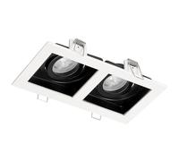 EDO Foco Empotrable de Techo Doble RUTEN 2 White/Black Cuadrado, Foco Empotrado Orientable Blanco-Negro - L180×100×40 mm, Lámpara de Techo de Aluminio para Pasillo, Salón, Dormitorio, Cocina