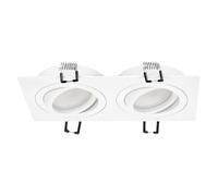 EDO Foco Empotrable Techo LED 2 Luz CERI Orientable Cuadrado Blanco 35W - Luminaria Empotrada GU10, Spot Techo Moderno Iluminación Interior para Salón Cocina Pasillo Oficina sin Bombilla