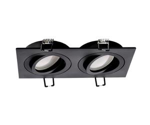 EDO Foco Empotrable Techo LED 2 Luz CERI Orientable Cuadrado Negro 35W - Luminaria Empotrada GU10, Spot Techo Moderno Iluminación Interior para Salón Cocina Pasillo Oficina sin Bombilla