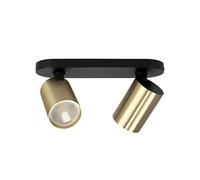 EDO Focos de Techo GU10 con 2 Focos MALGA ELEGANT Negra y Dorada Orientable, Lampara de Techo Interior Ajustables y Giratorios Moderno, Plafón para Salon, Dormitorio, Cocina, Sin Bombilla