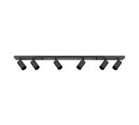 EDO Focos de Techo GU10 con 6 Focos MALGA Negro Orientable, Lampara de Techo Interior Ajustables y Giratorios Moderno, Plafón para Salon, Dormitorio, Cocina, Sin Bombilla