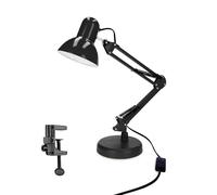EDO Lámpara de Escritorio Infantil E27, Flexo Lamparas de Mesita de Noche con Base y Abrazadera PIXI Negro Vintage Retro Lámpara de Mesa Ajustable para Oficina Sala Manicura Lectura y Dormitorio