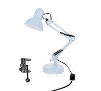 EDO Lámpara de Escritorio Infantil E27, Flexo Lamparas de Mesita de Noche con Base y Abrazadera PIXI Azul Vintage Retro Lámpara de Mesa Ajustable para Oficina Sala Manicura Lectura y Dormitorio