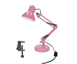 EDO Lámpara de Escritorio Infantil E27, Flexo Lamparas de Mesita de Noche con Base y Abrazadera PIXI Rosa Vintage Retro Lámpara de Mesa Ajustable para Oficina Sala Manicura Lectura y Dormitorio