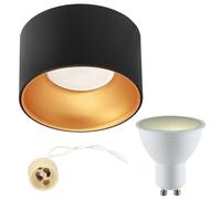 EDO Lámpara de Techo Empotrable ZAMA Black Gold S Redondo 5,5W LED 3000K Cálido 500lm GU10 230V - Ø85*50mm Plafón de Techo Foco Empotrable de Aluminio en Negro Oro para Dormitorio Cocina Salón