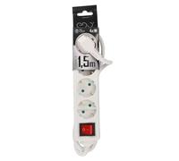 EDO, Regleta de 4 enchufes 1.5m con Interruptor Logan S Blanco Tipo F cuádruple Schuko 1,5m Cable con un Interruptor de Encendido/Apagado prolongación de Enchufe múltiple 1,5m, EDO777577