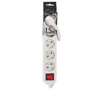 EDO, Regleta de 5 enchufes 1.5m con Interruptor Logan S Blanco 5 Veces Tipo F Schuko 1,5 m Cable con un Interruptor on/Off Toma múltiple 1,5 m, Toma múltiple 5 Veces, EDO777580