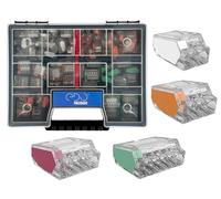 EDO Set 100 Conectores Eléctricos Rápidos Push-in VDE - Bornes de Conexión 2/3/4/5 Polos para Cables Rígidos 0,5-2,5 mm² - Maletín Organizado para Instalaciones Eléctricas