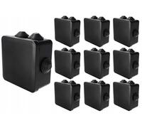 EDO Set 10x Caja de Superficie IP55 Estanca 109x109x57 mm Negra - Resistente a los UV, sin Halógenos - Caja de Distribución con Prensaestopas y Tapa a Presión Interior/Exterior