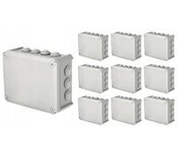 EDO Set 10x Caja de Superficie IP66 Estanca 190x150x75 mm Gris - Resistente a los UV, sin Halógenos - Caja de Distribución con Prensaestopas y Tapa Atornillada Interior/Exterior