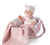 eDollable Juego de Juguetes de muñeca de bebé de 30 cm con Accesorios, Incluye Cama de moisés, Chupete y Manta, Primera muñeca de bebé para niñas a Partir de 3 años
