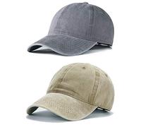 Edoneery Paquete de 2 gorras de béisbol para hombres y mujeres, de algodón liso, ajustable, de sarga lavada, de perfil bajo, sombrero de, Set de 1, talla única