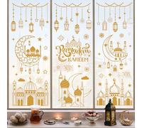 Edonkvi 162 Pegatinas Eid Mubarak Ramadan Decoracion, Pegatinas Ventanas Vidrio Ramadán Kareem, Ventanas Calcomanías Decoración Reutilizables Adhesivas Estrellas Linterna Luna para Musulmanes Fiesta