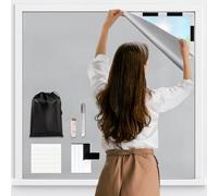 Edonkvi Estor Opaco sin Taladrar, 200x148cm Tela Opaca para Ventanas, Blackout Curtains Persianas Opacas Portátil con Velcro Adhesivo, Tela Foscurit Cortina Oscurecimiento Aislante Termica