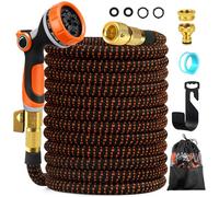 Edonkvi Manguera Jardin Extensible 15 Metros, Mangeras Jardineria Flexible con 10 Funciones Pistola, Boquilla Manguera Terraza Retractil Con 3/4" 1/2" Conector, Garden Hose Riego Conectores Accesorios