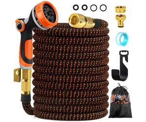 Edonkvi Manguera Jardin Extensible 15 Metros, Mangeras Jardineria Flexible con 10 Funciones Pistola, Boquilla Manguera Terraza Retractil Con 3/4" 1/2" Conector, Garden Hose Riego Conectores Accesorios