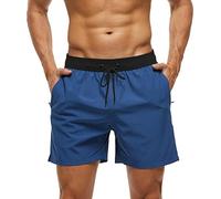 EDOTON Bañador Hombre Bañadores de natación con Bolsillo con Cremallera Impermeable de Secado Traje de Baño Rápido Pantalones Cortos de Baño con Cordón Ajustable