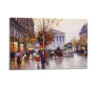 Edouard Cortes Painter Works (The View From Madeleine La Rue Royale) - Póster impreso en lienzo adecuado para salas de estar, dormitorios, oficinas, hogares y aulas, 50 x 75 cm