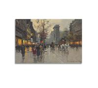 Edouard Cortes Painters' Works「Edouard Leon Cortes The Porte Saint Denis Paris」 Lienzo impreso para decoración de pared, lienzo impreso para decoración del hogar, oficina, dormitorio y sala de estar