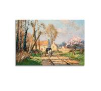 Edouard Cortes - Paisaje con caballo y carruaje, obras clásicas, pósteres, obras de arte impresas para pared, lienzo para regalo, decoración del hogar, 60 x 90 cm