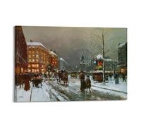 Edouard Cortes-Place De Clichy en invierno, obras clásicas, pósteres, obras de arte impresas, arte de pared, lienzo para regalo, decoración del hogar, 60 x 90 cm