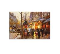 Edouard Cortes-Theatre Du Vaudeville - Póster de obras clásicas impresas en lienzo para decoración de pared, ideal para salas de estar, dormitorios, oficinas y decoración del hogar, 50 x 75 cm