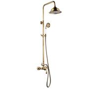 Edouard Rousseau - Columna de ducha Byron - Cabezal de ducha orientable, puntas anticalcáreas, brazo telescópico giratorio - flexible 1,50 m - viejo bronce negro
