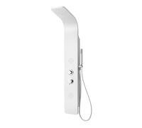 Edouard Rousseau - Columna de hidromasaje de aluminio blanca - Panel de ducha con jets frontales, rociador lluvia y ducha de mano - Mezclador monomando