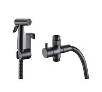 Edouard Rousseau - Ducha Inodoro Agua Fría Sin Taladro - Pulsador de Mano - Flexible 1,50 m - Negro