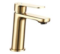 Edouard Rousseau - Grifo de lavabo OPHIR Oro cepillado - Botón Eco-Stop - Aireador 6 L/min - Cuerpo de latón (Oro cepillado)