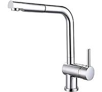 Edouard Rousseau - Mezclador de fregadero Matsouko - Ducha extractible, aireador reductor de flujo, tuerca de sujeción rápida a mano - 320 (altura) x 220 (saliente) mm - Cromado