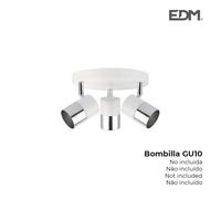 Edp 32013 foco moon 3, elementos blanco + plata, gu-10, blanco