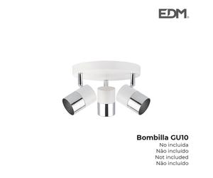 Edp 32013 foco moon 3, elementos blanco + plata, gu-10, blanco