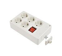 Edp 41221 Base Bipolar 5 Tomas con T/T Lateral con Interruptor Luminoso, 16A 250V, Blanco