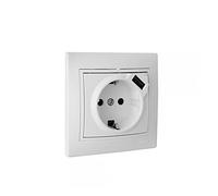 Edp 65330 Base de Enchufe de Empotrar 2P+T, 16A y Usb con Obturador, Blanco