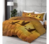 Edredón 135x200 cm, Edredón Microfibra Nórdico Puesta De Sol Dorada Natural Gansos Salvajes Invierno Suave, cómodo Ligero, Reversible y Transpirable, Amarillo Naranja