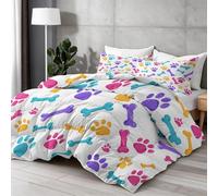 Edredón 155x220 cm, Edredón Microfibra Nórdico Huellas De Patas De Perro Sencillas Invierno Suave, cómodo Ligero, Reversible y Transpirable, Vistoso