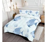 Edredón 200x200cm, Transpirable y Supersuave, Edredón Nórdico Arrecife De Coral De Pez Ángel para 4 Estaciones Paisaje Submarino con 2 Fundas de Almohada Ligero Suave Lavable, Azul Claro
