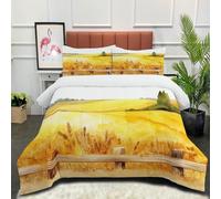 Edredón 240x260cm, Transpirable y Supersuave, Edredón Nórdico Campos De Trigo Dorado para 4 Estaciones Ilustración De Acuarela con 2 Fundas de Almohada Ligero Suave Lavable, Amarillo Dorado