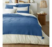 Edredón acolchado de gasa de algodón, Kumla. Talla 150x150 cm. Color Azul