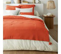 Edredón acolchado de gasa de algodón, Kumla. Talla 150x150 cm. Color Naranja