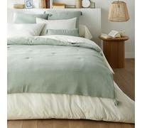 Edredón acolchado de gasa de algodón, Kumla. Talla 150x150 cm. Color Verde