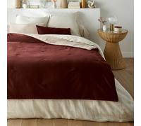 Edredón acolchado de terciopelo de algodón y lino liso, Velvet. Talla 150x150 cm. Color Rojo