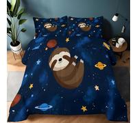 Edredón Animal Panda Estrellas Planetas Estampado Suave, Ropa de Cama 200 x 200 cm Cálida y Acogedora, Edredón Dibujos Animados Lindos Ligera Lavable a Máquina para Todas Las Estaciones
