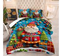 Edredon Cama 135 Árbol De Navidad Estampado Edredón Nórdico 4 Estaciones 200Gsm, Colcha Transpirable De Microfibra Lavable, con 2 Fundas De Almohada 50X75