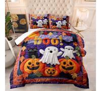 Edredon Cama 135 Calabaza Estampado Edredón Nórdico 4 Estaciones 200Gsm, Colcha Transpirable De Microfibra Lavable, con 2 Fundas De Almohada 50X75